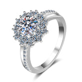 piatra moissanite VVS1 D Color – inel argint reglabil  - Deloria Flor